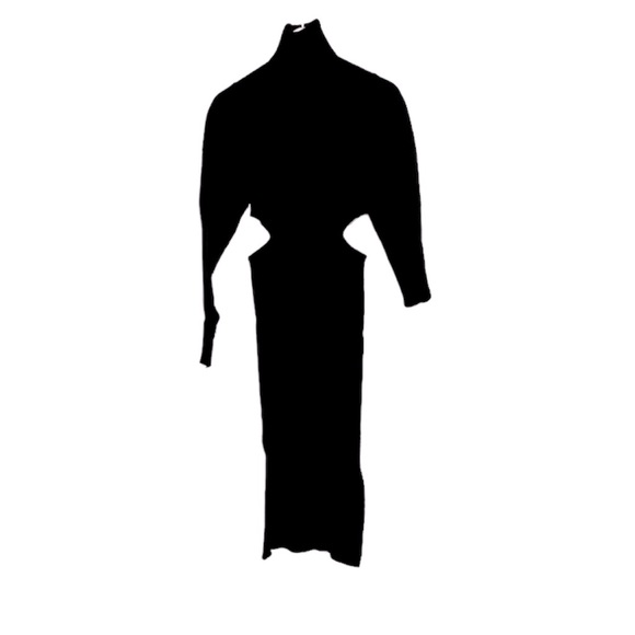 Cut Off Ribbed Black Dress - Picture 1 of 2